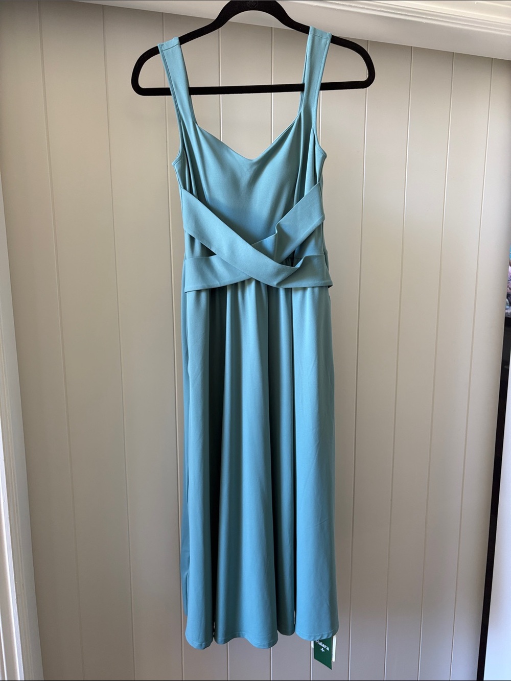Halara Brand Sleeveless Aqua Blue Wrap-Style Maxi Dress NEW
